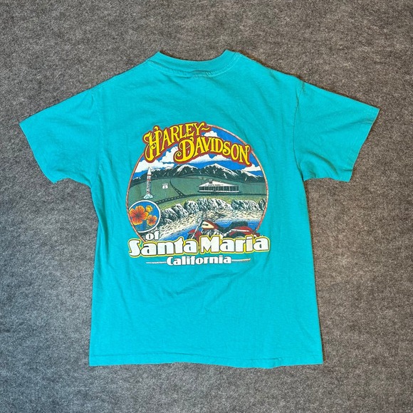 Vintage 80s Harley Davidson Shirt 1988 CALIFORNIA Biker Tee Men's Medium - Picture 14 of 16